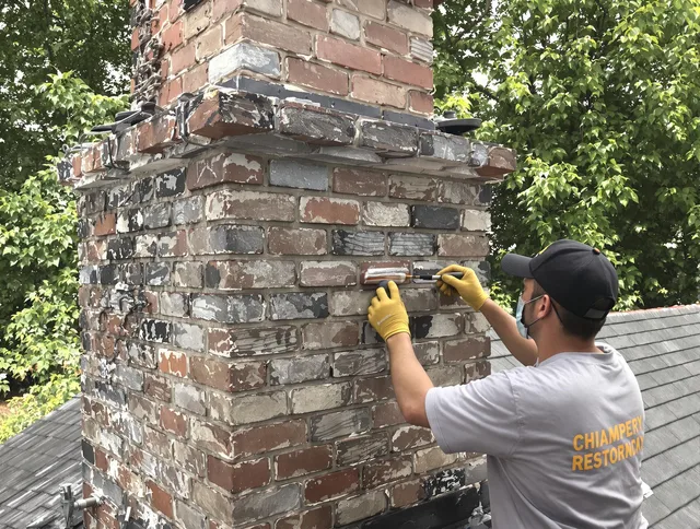 In-progress chimney restoration by Warwick Chimney Sweep in Warwick, RI