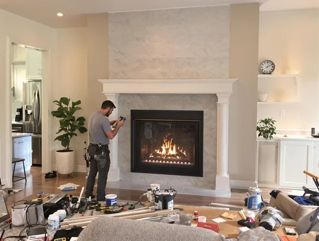 Newly installed fireplace by Warwick Chimney Sweep in Warwick, RI
