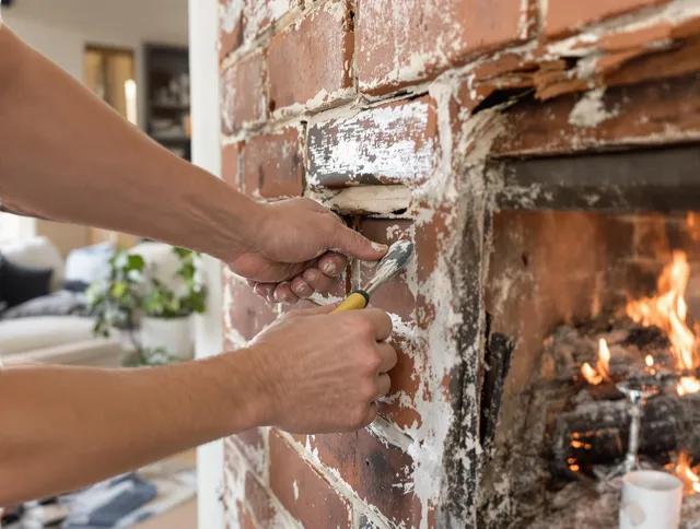 Routine fireplace repair by Warwick Chimney Sweep in Warwick, RI
